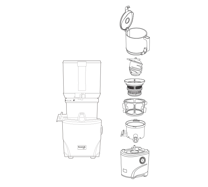 Vista de despiece Kuvings AUTO10S Slow Juicer