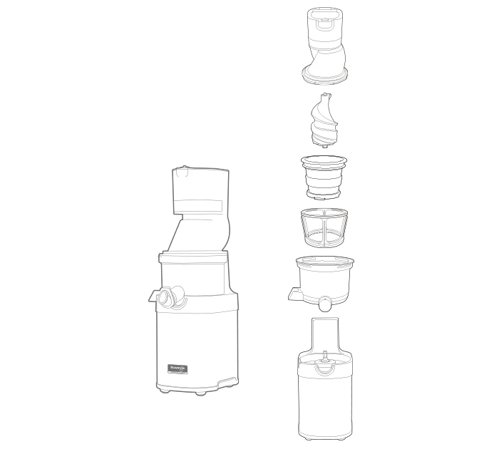 Vista de despiece Kuvings CS600 Slow Juicer