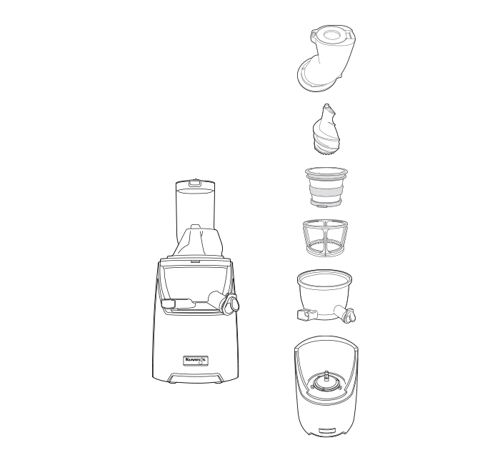 Vista de despiece Kuvings EVO820 Slow Juicer