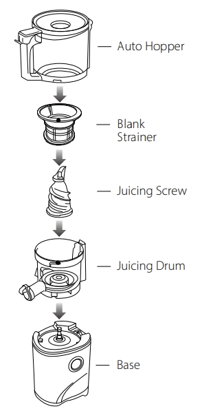 Vista de despiece Kuvings AUTO8 Slow Juicer